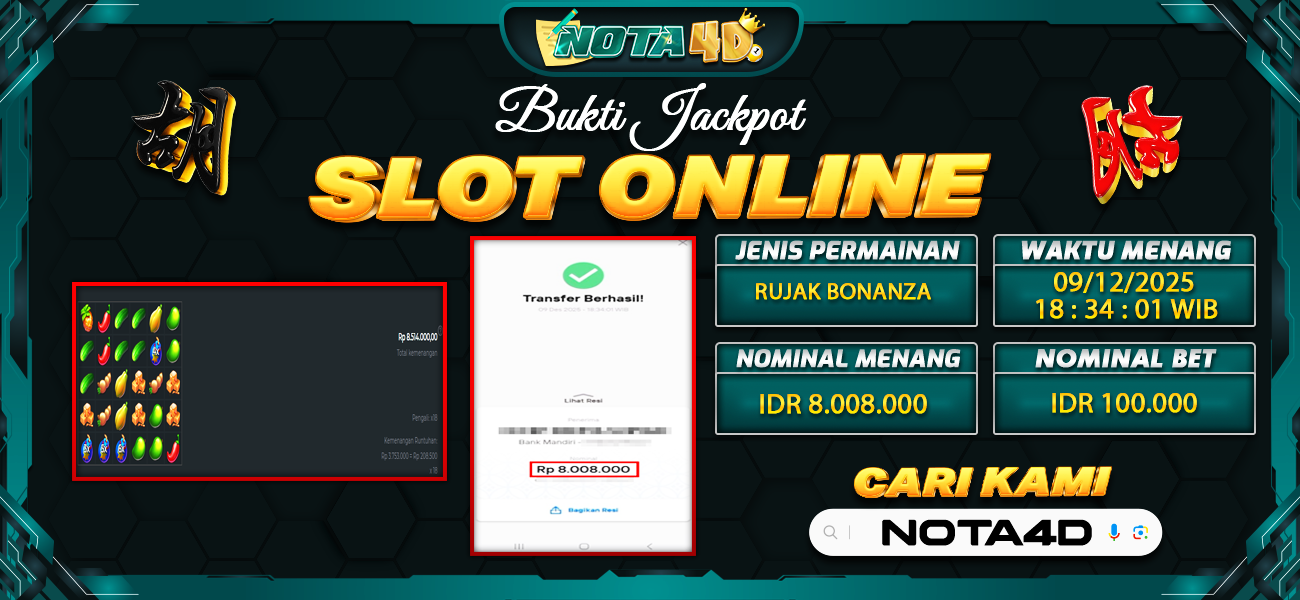 Bukti Kemenangan Besar Dibayar lunas Member NOTA4D RP 8.080.000, 10 Desember 2025